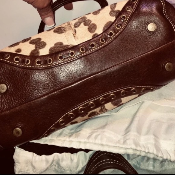 Coach Soho Suede/Real Calf Hair/Leather Whipstitch Satchel w/bow RARE- Large - Picture 6 of 11